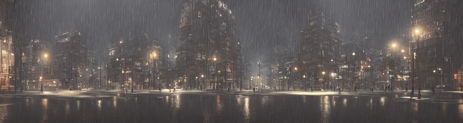 Prompt: raytracing night time city, lots of rain, realistic