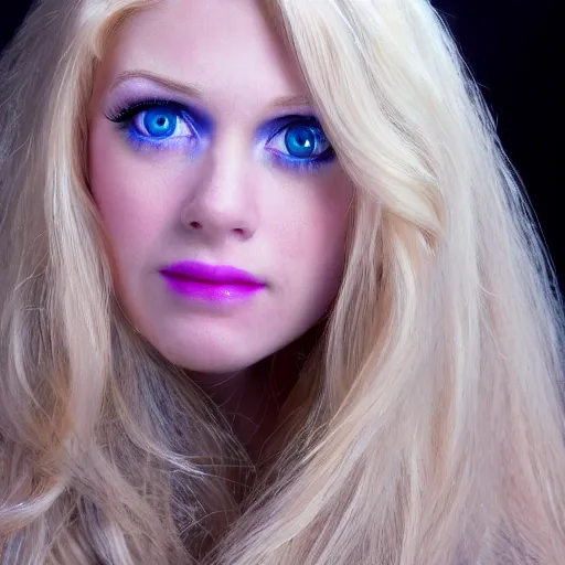 Image similar to close up headshot of a princess with long blonde hair and blue eyes wearing a strapless elaborately beaded pink dress, high resolution film still, 8k, HDR color, film by Simon Langton and David Frankel, gazing eyes