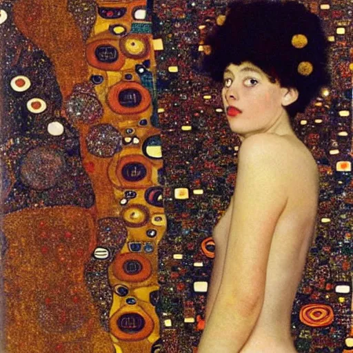 Image similar to pretty alien princess, gustav klimt