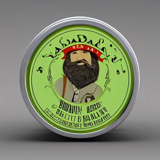 Image similar to 3 d render of vintage looking beard balm tin