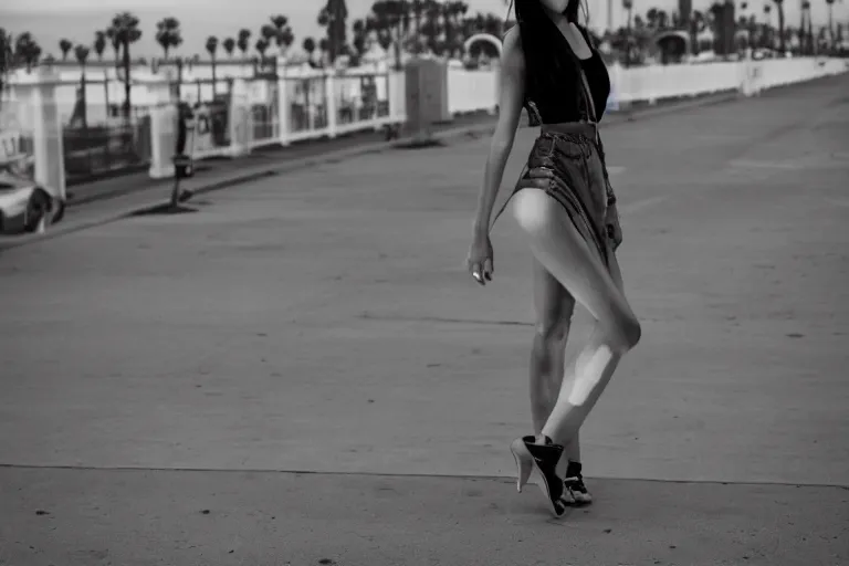 Image similar to street photography of gorgeous model girl on Santa Monica peer By Emmanuel Lubezki