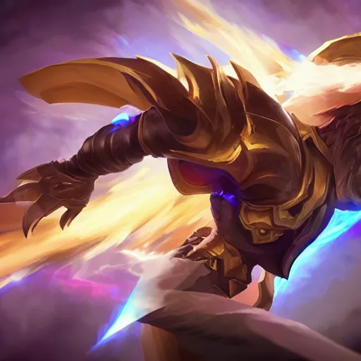 Image similar to concept art of a new league of legends champion, volumetric lightening, new