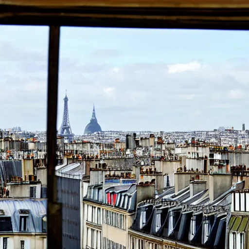 Prompt: une vue sur les toits de paris