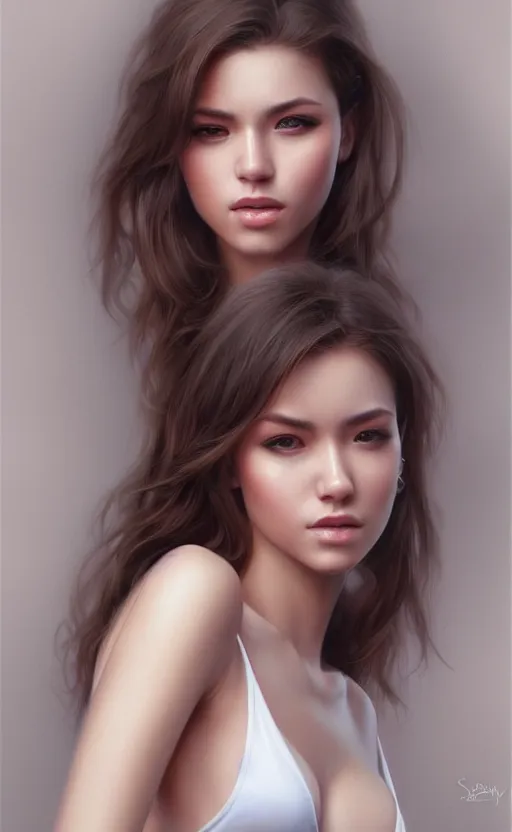 Image similar to full body photo of a gorgeous young woman in the style of stefan kostic, realistic, sharp focus, 8k high definition, insanely detailed, intricate, elegant, art by stanley lau and artgerm