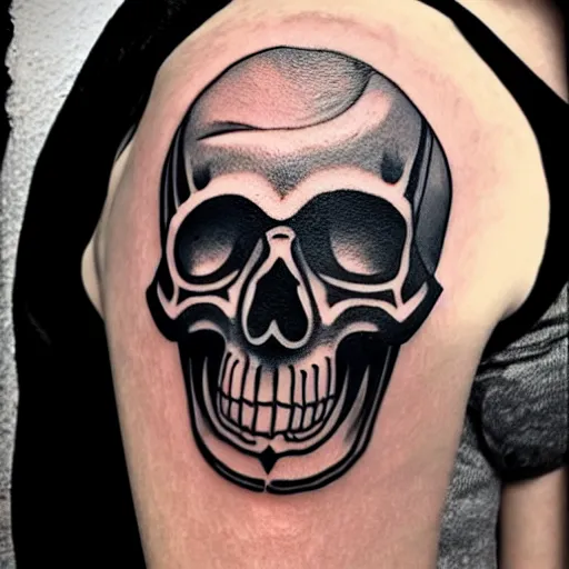 Image similar to tattoo design, stencil, tattoo stencil, traditional, a world famous tattoo of a geometric skull