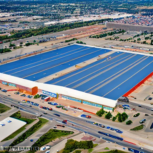 Image similar to Walmart superstore and parking lots in the middle of the National Mall in Washington DC, aerial photo, hyperrealism, high detail.