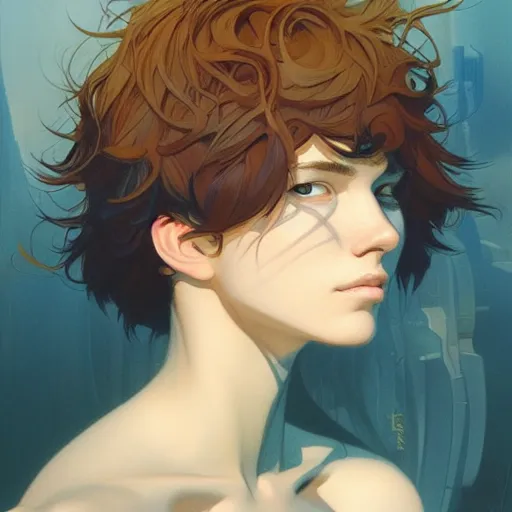 Image similar to iconic young animator portrait by gaston bussierre and charles vess and james jean and erik jones and rhads, inspired by ghost in the shell, beautiful fine face features, intricate high details, sharp, ultradetailed