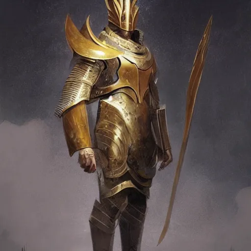 Image similar to a masculine elegant man from sideview with large shoulders, armor, and wearing golden laurel wreath, ethereal horror fantasy art by greg rutkowski and magali villanueve and monet con