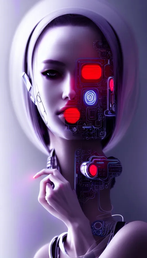 Image similar to face mask on beautiful woman face, cyberpunk art by kuno veeber, cgsociety, computer art, ultra detailed, futuristic, anime aesthetic