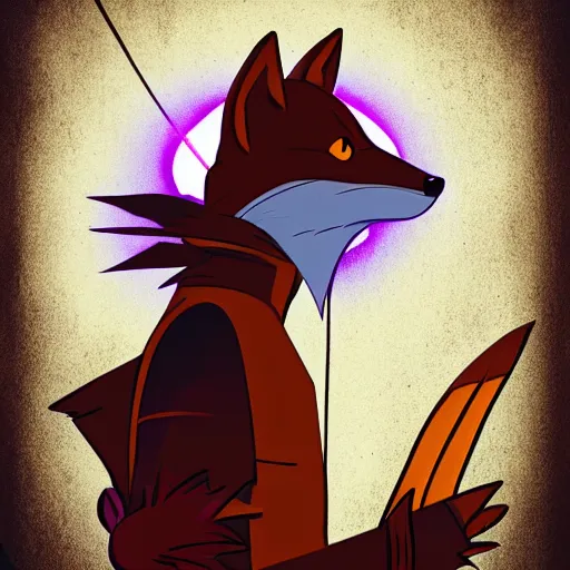 Image similar to Robin Hood anthropomorphic fox, wearing a synthwave hoodie vhs still