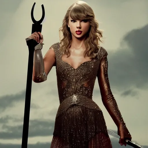Image similar to taylor swift holding excalibur sword