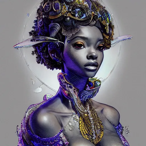 Image similar to the portrait of the absurdly beautiful, graceful, elegant, gorgeous, sensual black young anime goddess made of crystals, an ultrafine hyperdetailed illustration by kim jung gi, irakli nadar, intricate linework, bright colors, octopath traveler, final fantasy, unreal engine 5 highly rendered, global illumination, radiant light, intricate environment