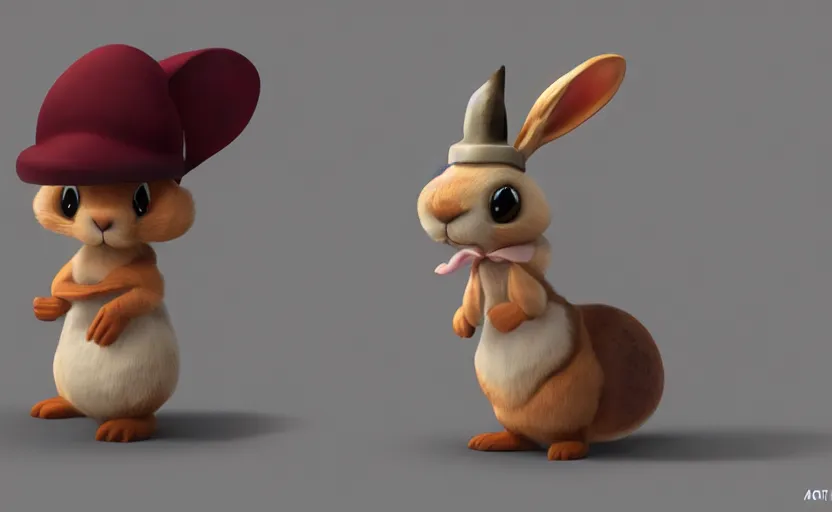 Prompt: cute rabbit character with mushroom hat, style of pixar, unreal engine 5, trending on artstation, 8K