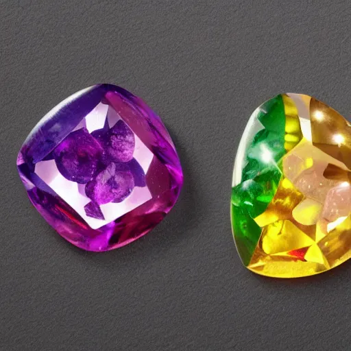 Image similar to rainbow gems in the shape of a hamster