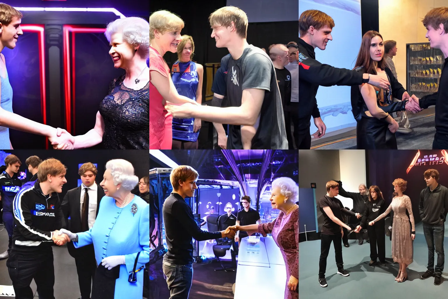 Prompt: Serral shaking hands with The Queen of Blades
