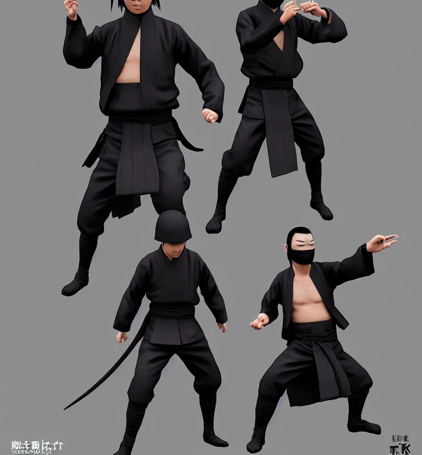 Image similar to japanese ninja kaneshiro takeshi, full body, realistic highly detailed photography 8 k