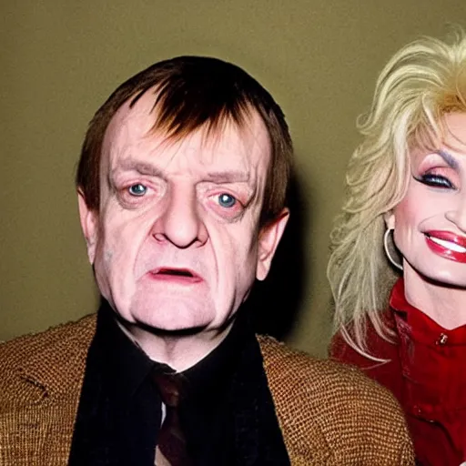 Image similar to photograph of a person with the characteristics of mark e smith and dolly parton