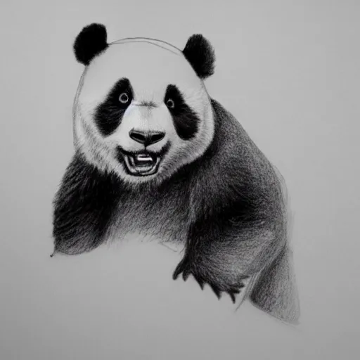 Image similar to muscular panda, highly detailed, pencil sketch