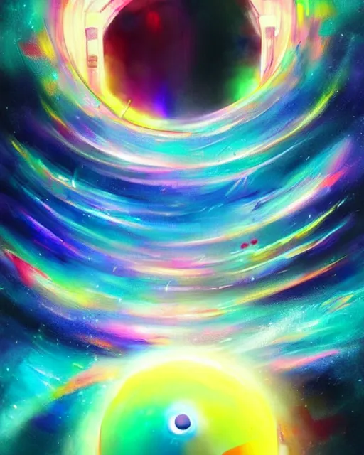 Image similar to multiverse painting, colorful, scifi, experimental, spheres. portals, black holes, wormholes, rays of light, highly detailed, cheerful, by studio ghibli, kun vic, masterpiece, award winning