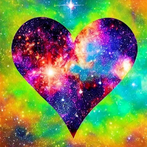 Prompt: a galaxy shaped as a heart