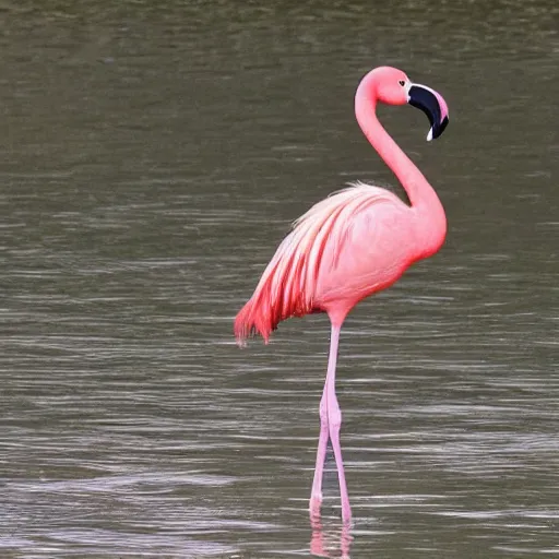 Prompt: bird that is a cross between a flamingo and a peacock