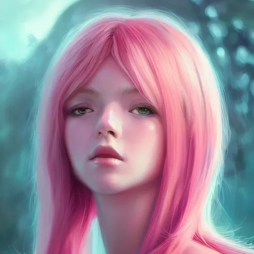 Image similar to portrait of teen girl, pink hair, gorgeous, amazing, elegant, intricate, highly detailed, digital painting, artstation, concept art, sharp focus, illustration, art by Ross tran