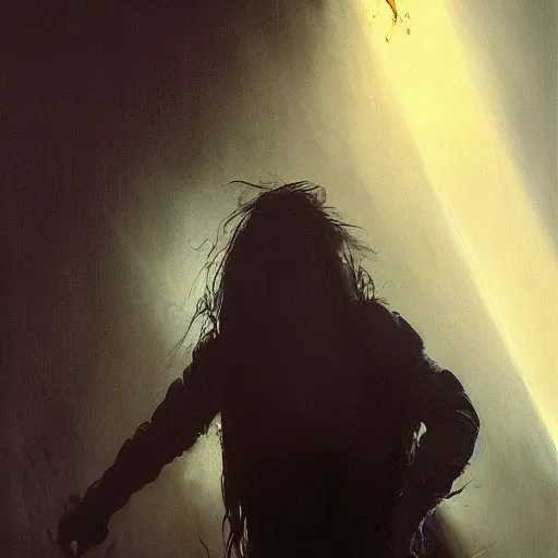 Image similar to a latino 1 5 year old boy with long black hair opens a dark portal to the void. dramatic. cinematic. detailed. sharp. photo realistic. realism. repin. phil hale. ruan jia