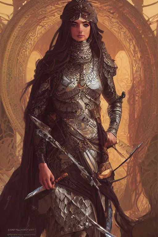 Prompt: a portrait of a anthropomorphic an acient arabic warrior goddess, D&D, fantasy, intricate, highly detailed, digital painting, artstation, concept art, smooth, sharp focus, illustration, art by artgerm and greg rutkowski and alphonse mucha