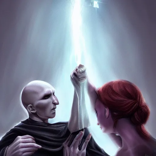 Prompt: Voldemort vs Cinderella, digital art, trending on artstation, HDR, nicely detailed