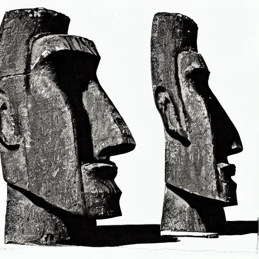 Prompt: a moai line sketch