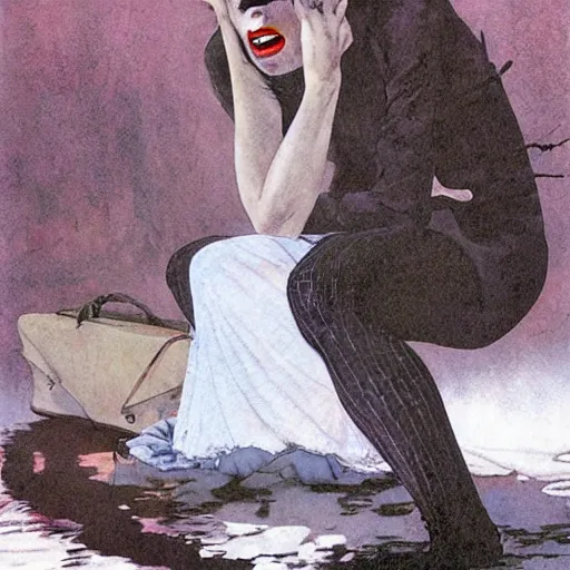 Image similar to Sad vampire, by Robert McGinnis.