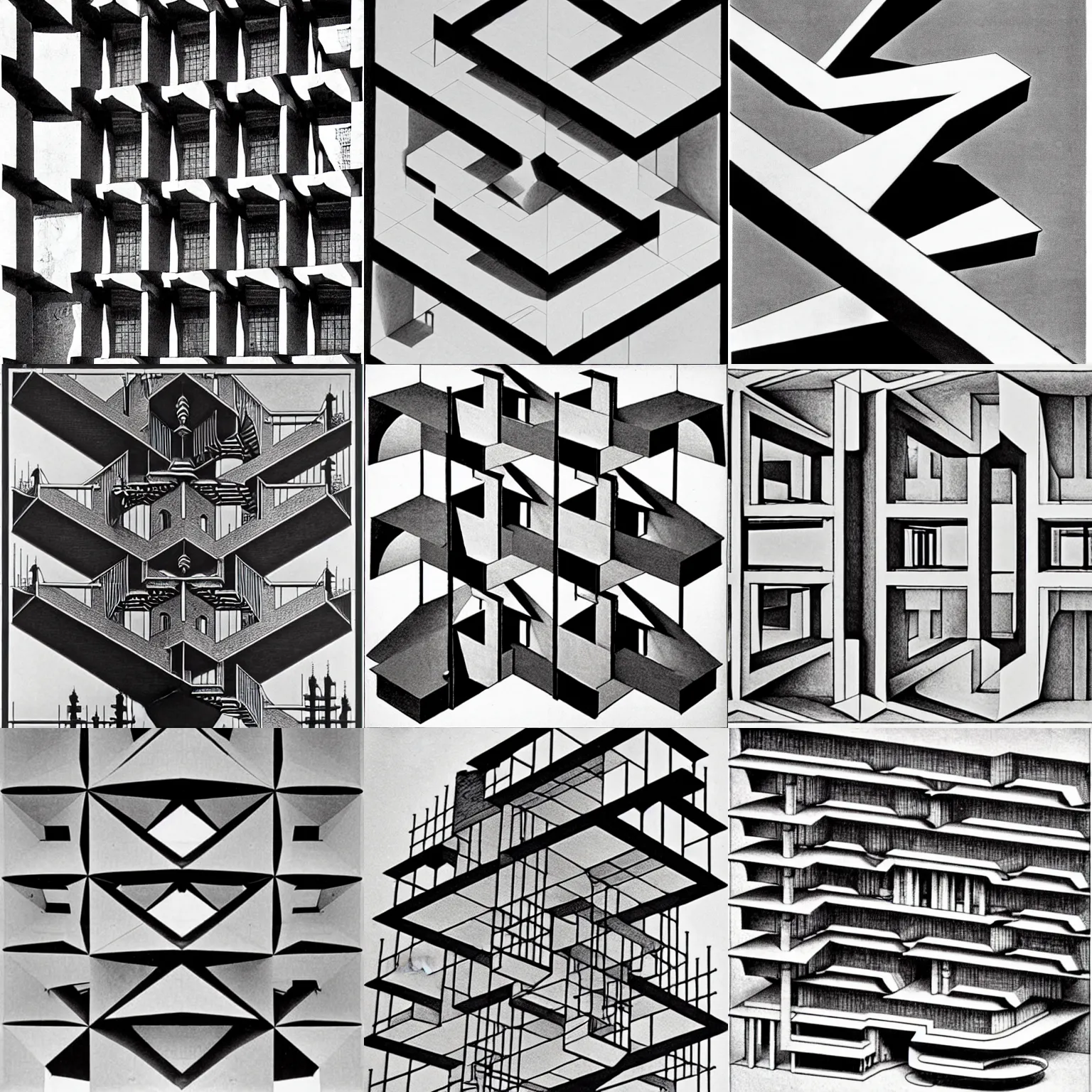 Prompt: impossible architecture by m. c. escher