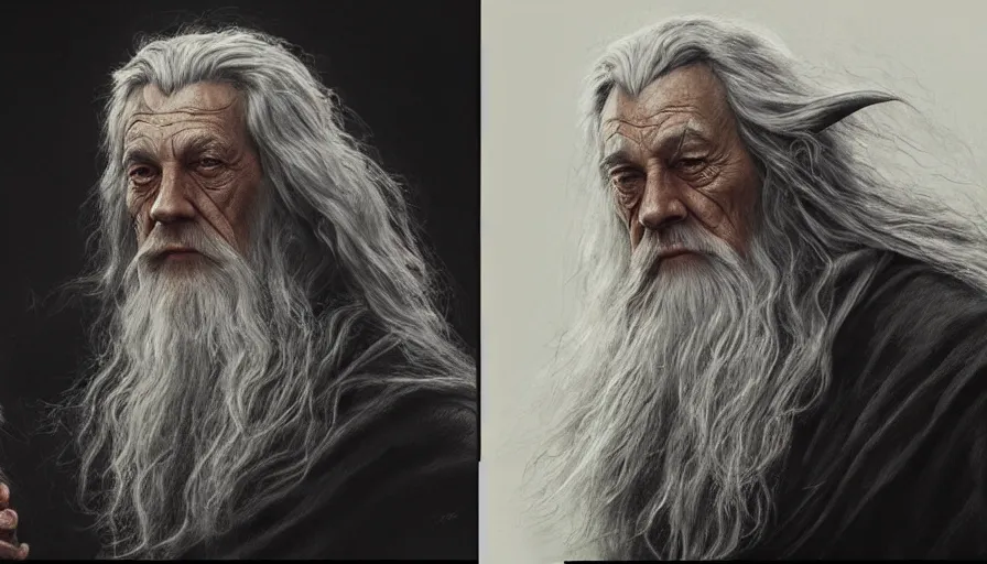 Image similar to Gandalf the black, beautiful realistic artwork on artstation