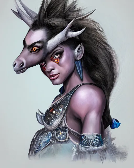 Prompt: a donkey drag queen, fantasy art, in the style of artgerm, illustration, epic, fantasy, intricate, hyper detailed, artstation, concept art, smooth, sharp focus, ray tracing, vibrant, photorealistic