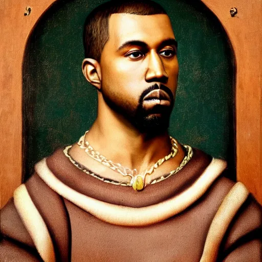 Image similar to A Renaissance portrait painting of Kanye West