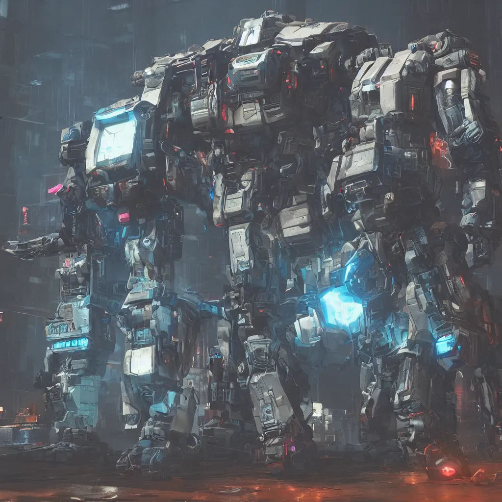 Image similar to a cyberpunk crate storing energy, heavy mech style container, photo realistic battle worn materials, cinematic lighting