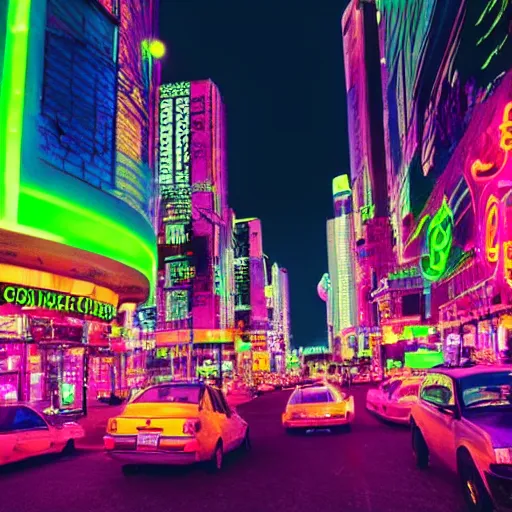 Prompt: utopian city with lots of neon lights