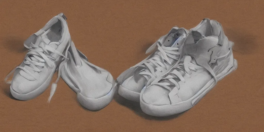 Image similar to sneaker concept on a wooden table, hyper realistic concept art, trending on artstation h