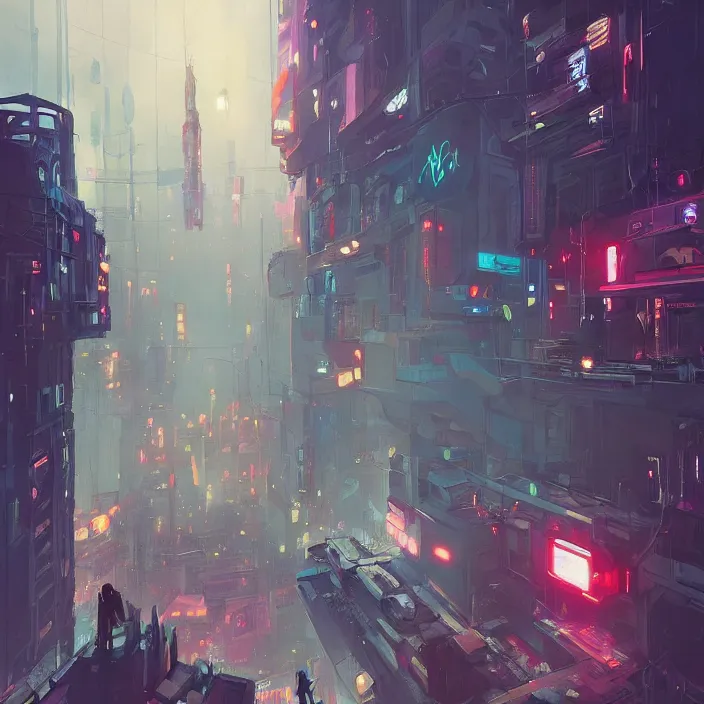 Image similar to a beautiful painting of a cyberpunk city by sergey kolesov and vania zouravliov and pascal blanche and rhads. in style of colorful comic noir illustration, symmetry, sci fi, hyper detailed. octane render. trending on artstation