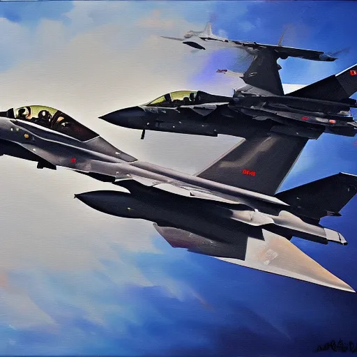 Prompt: oil painting of a mix of rafale and f 1 5, abstract impressionism painting