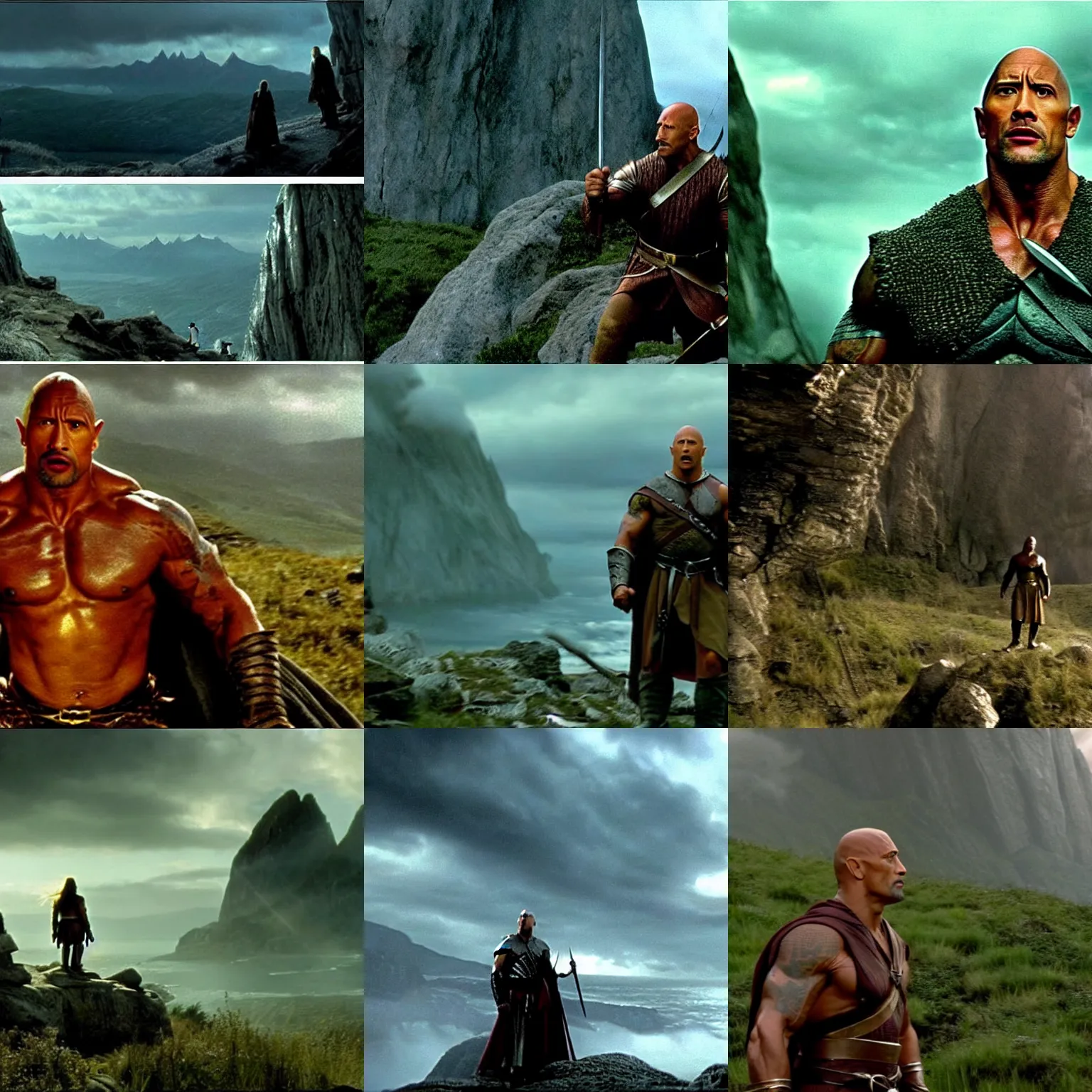 Prompt: dwayne johnson in lord of the rings, cinematic establishing shot, magical colours and atmosphere, perfect coherent composition, super realistic, professional photography 1 6 k