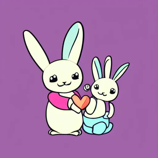 Image similar to adorable bunny hugging a heart, vector art sticker illustration, pixiv
