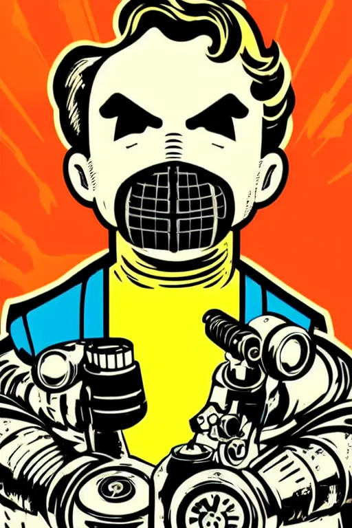 Image similar to fallout 7 6 retro futurist illustration art by butcher billy, sticker, colorful, illustration, highly detailed, simple, smooth and clean vector curves, no jagged lines, vector art, smooth andy warhol style