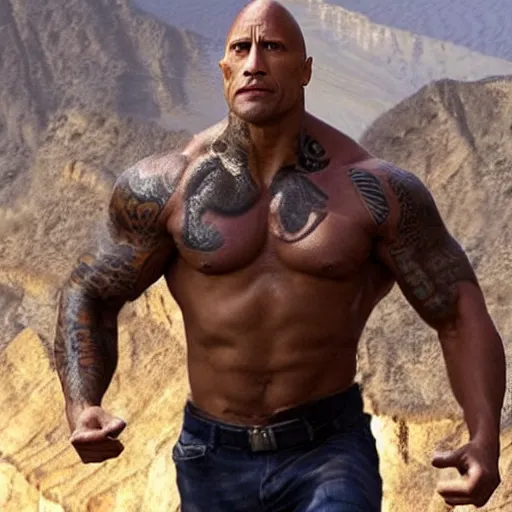 Prompt: dwayne johnson as a mythical beast