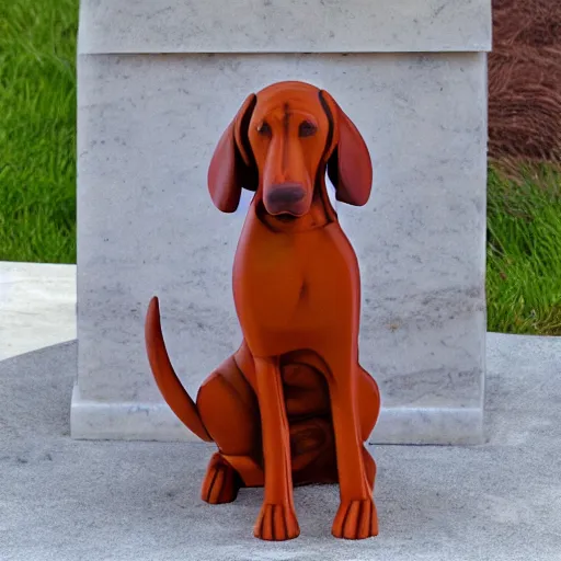 Prompt: marble statue of redbone coonhound, realistic