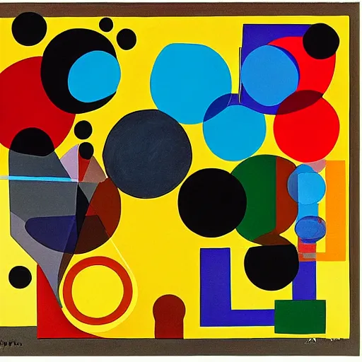 Image similar to suprematism painting of different shapes, infinity, rectangle, circles, highly detailed, by kasimir malewitsch.