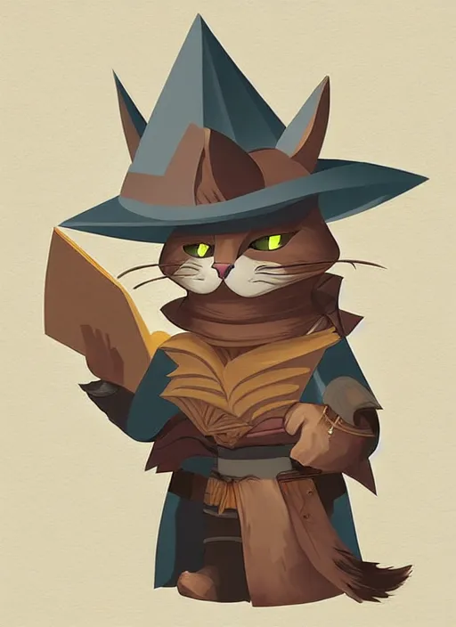 Image similar to powerful wizard cat playing dungeons and dragons, character design white background, by simon kennedy, studio muti