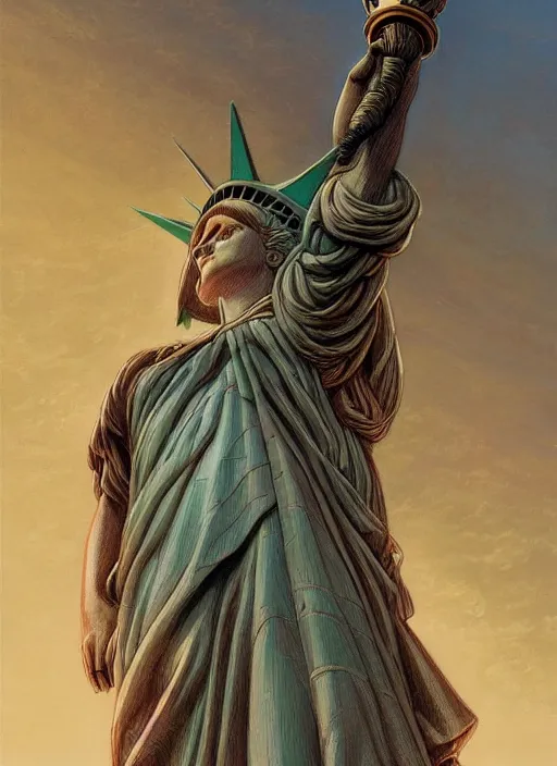 Image similar to statue of liberty as a ruggedly handsome girl, tasteful, intricate, elegant, highly detailed, centered, digital painting, artstation, concept art, smooth, sharp focus, illustration, artgerm, donato giancola, Joseph Christian Leyendecker, WLOP