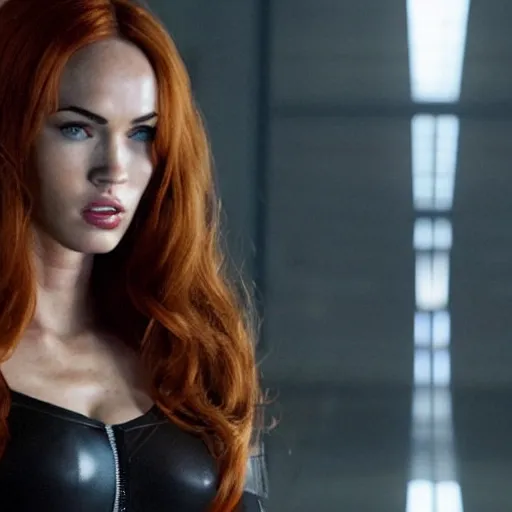 Image similar to A still of Megan Fox as Black Widow in Iron Man 2 (2010)