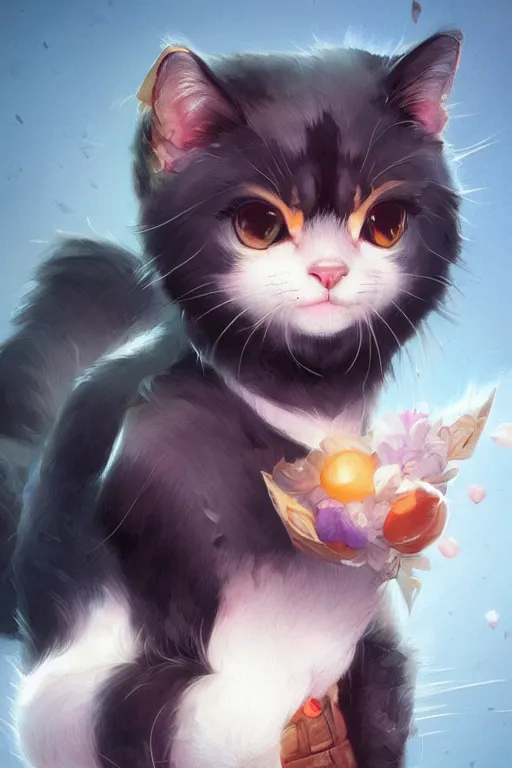 Image similar to Kawaii Cat, digital painting, highly detailed, artstation, concept art, smooth, sharp focus, illustration, art by artgerm and greg rutkowski.